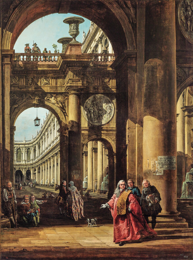 Architekturfantasie mit Selbstbildnis in den Roben eines venezianischen Edelmannes Bellotto Architekturfantasie mit Selbstbildnis in den Roben eines venezianischen Edelmannes Bellotto