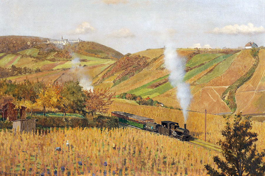 Kahlenbergbahn 1874, Gemälde von Emanuel Baschny, 1918 Bild v S. 11