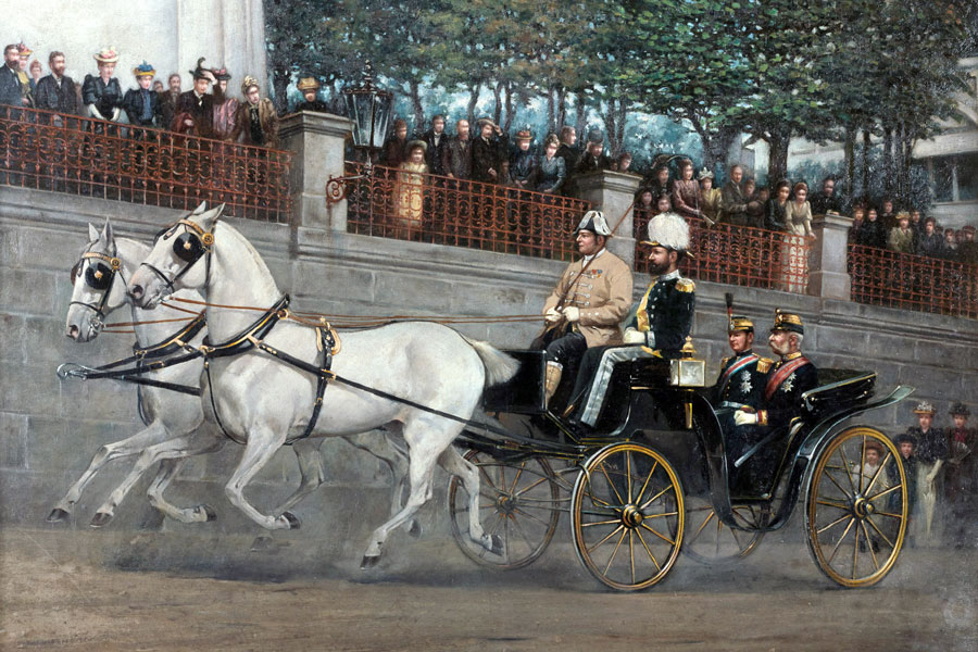 Kaiser Franz Joseph und König Alexander von Serbien in einer Leib-Victoria in Bad Ischl © KHM