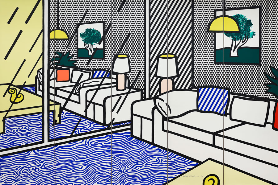 Roy Lichtenstein Tapete mit Interieur mit blauem Fußboden, 1992 ALBERTINA, Wien © Estate of R. L.